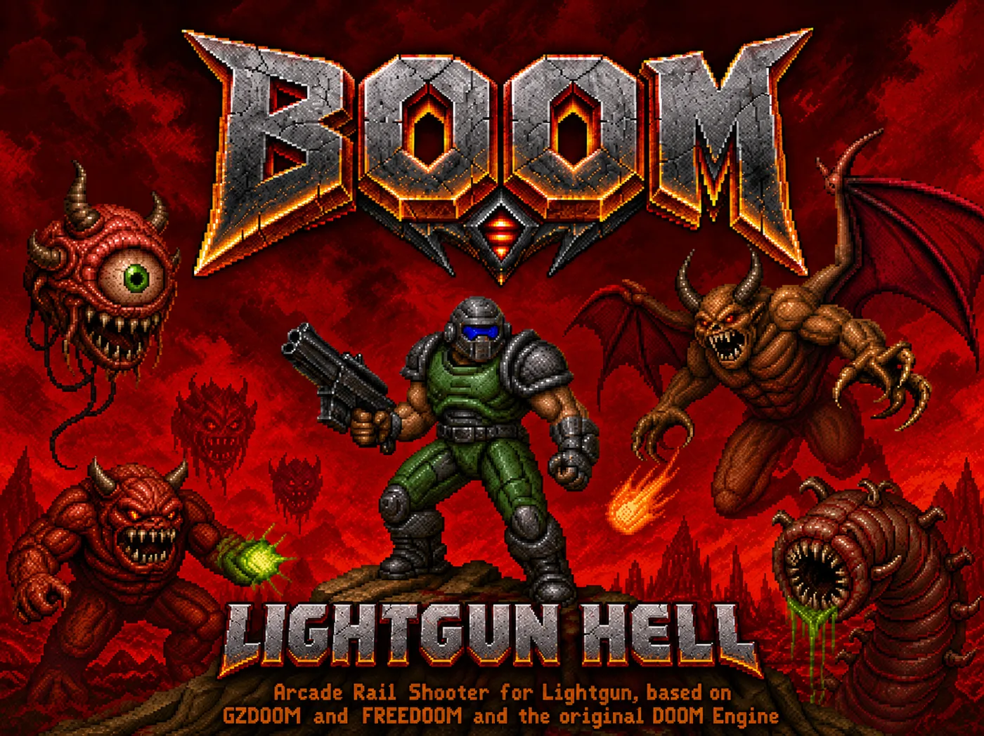 BOOM lightgun rail shooter title screen